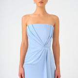 Strapless Collar Straight Cut Midi Evening Dress - 9011C