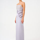 Strapless Collar Straight Cut Satin Evening Dress - 9171C