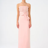 Strapless Collar Straight Cut Satin Evening Dress - 9171C