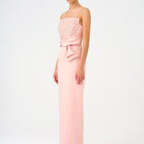 Strapless Collar Straight Cut Satin Evening Dress - 9171C