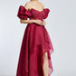 Strapless Balloon Sleeve Chiffon Long Dress