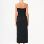 Strapless Collar Straight Cut Midi Evening Dress