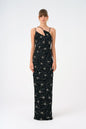 Strappy Seashell Pattern Stone Embroidered Long Evening Dress - 9110C