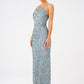 Strappy Seashell Pattern Stone Embroidered Long Evening Dress