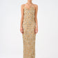 Strappy Seashell Pattern Stone Embroidered Long Evening Dress
