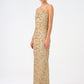 Strappy Seashell Pattern Stone Embroidered Long Evening Dress