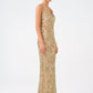 Strappy Seashell Pattern Stone Embroidered Long Evening Dress