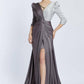 Bicolor Draped Long Evening Dress