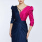 Bicolor Draped Long Evening Dress