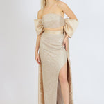 Two Piece Embroidered Long Evening Dress