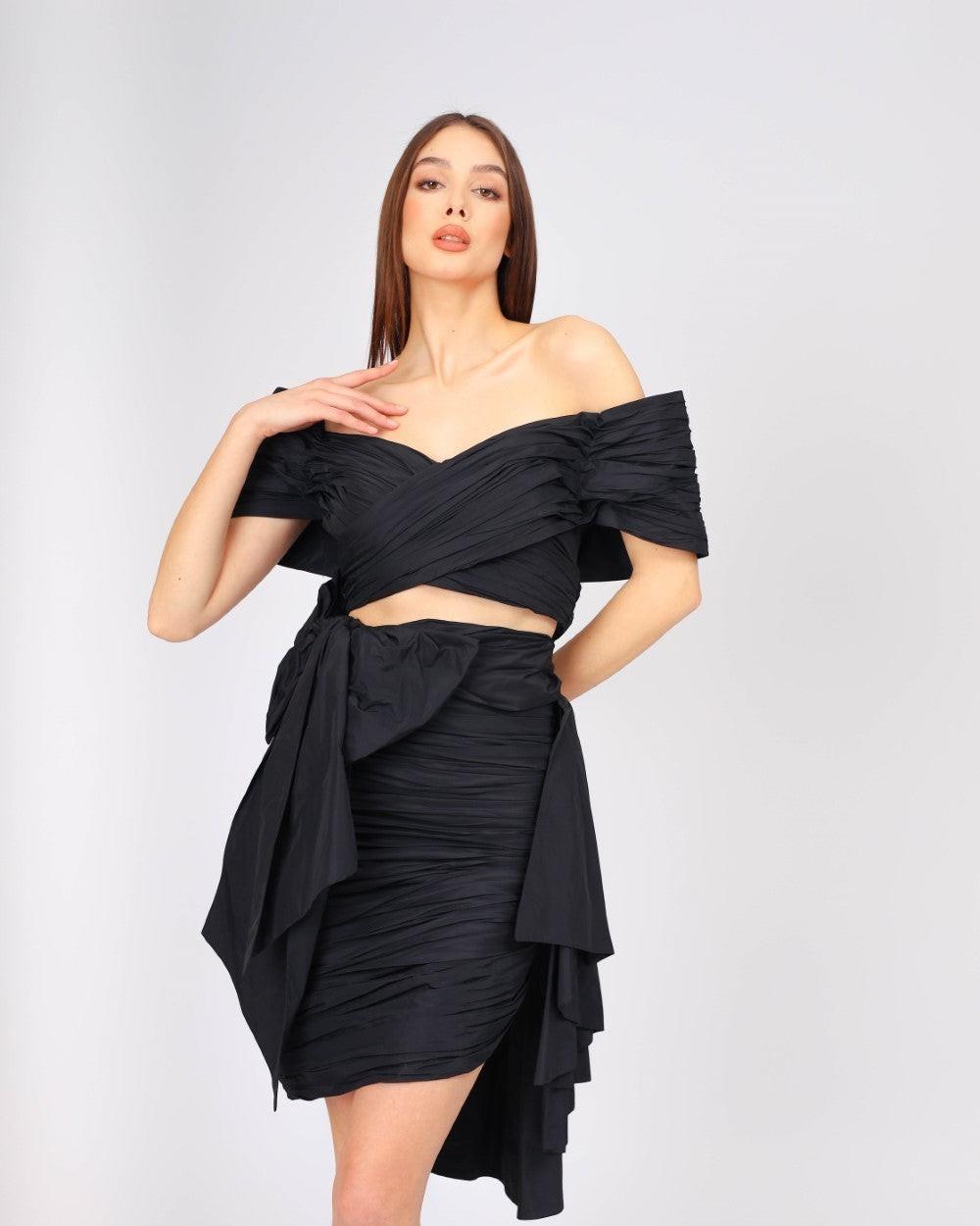 Balloon Sleeves Two Piece Short Evening Dress