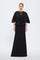 V Neck Balloon Sleeve Long Evening Dress