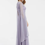 Waist Embroidered Chiffon Long Evening Dress